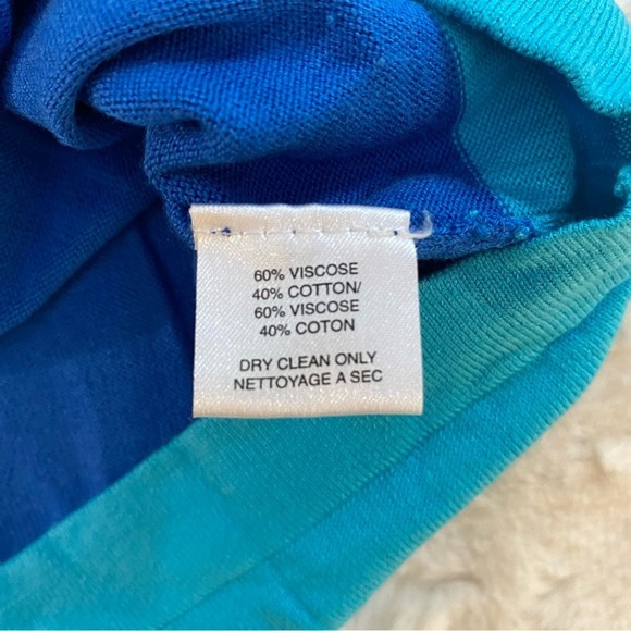 Trina Turk Women's Top Small Petite Blue Striped Cotton Blend Short Sleeve‎ - Picture 5 of 8